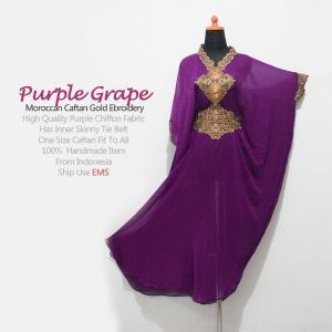 Moroccan Purple Caftan Gold Embroidery Dubai Abaya..