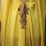 Yellow Moroccan Kaftan Dubai Style Gold Embroidery..